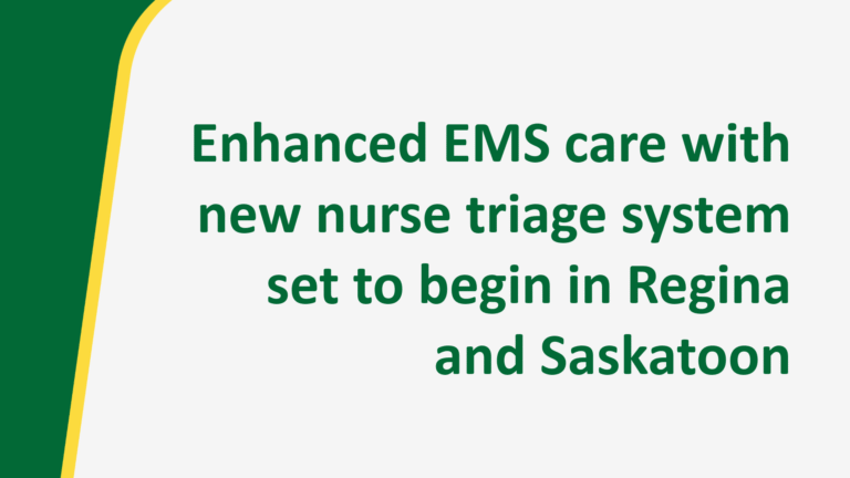 Enhanced EMS care with new nurse triage system set to begin in Regina and Saskatoon